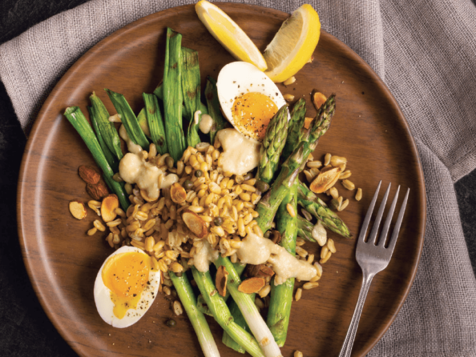 Asparagus Egg Salad with Tahini Miso Dressing