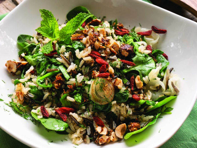 Wild and Basmati Rice with Cranberries and Candied Hazelnuts