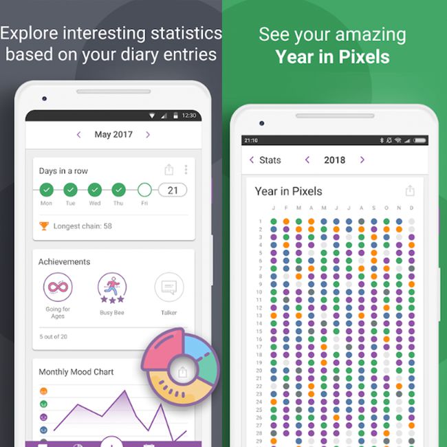 phones displaying Daylio app