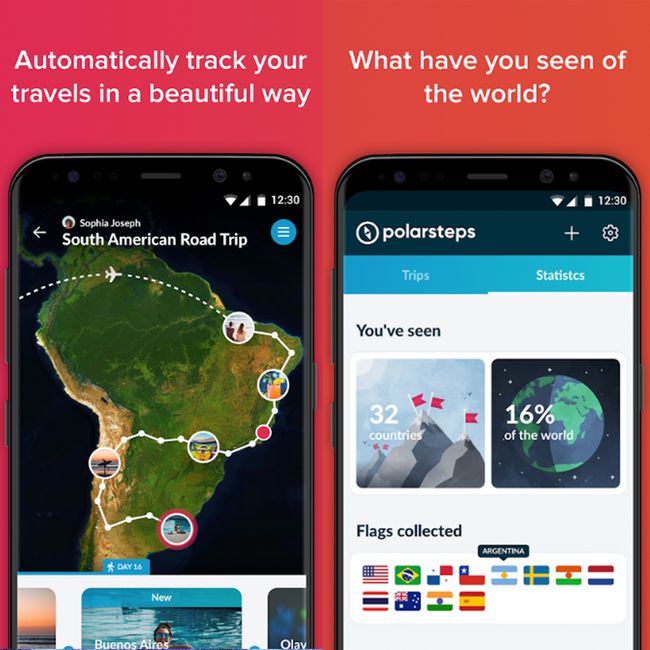 phones displaying Polarsteps app