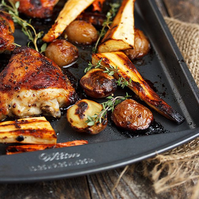Sheet-Pan Honey Mustard Chicken and Vegetables