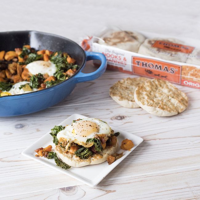 Sweet Potato Hash English Muffin Sandwich