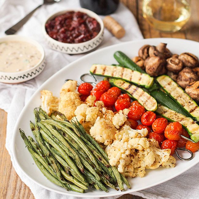 Grilled Vegetable Platter with Red Wine Tomato Jam and Dip