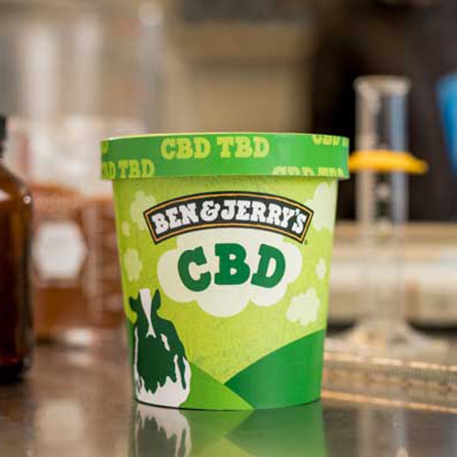 Ice cream pint labeled Ben & Jerry's CBD